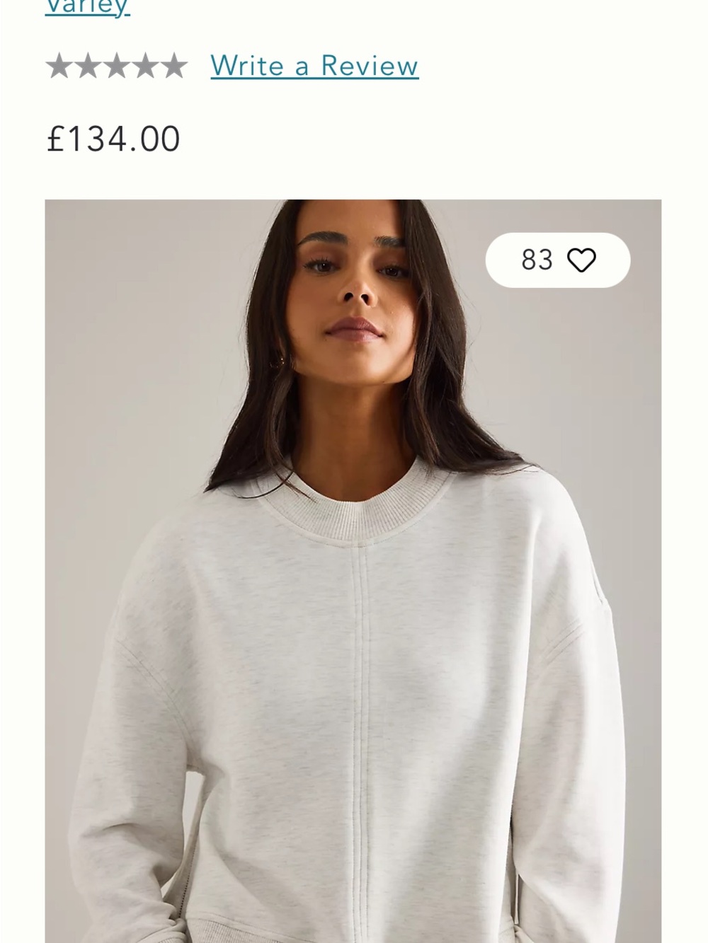 Varley Phillipe Crop Crewneck Sweatshirt NWT XL